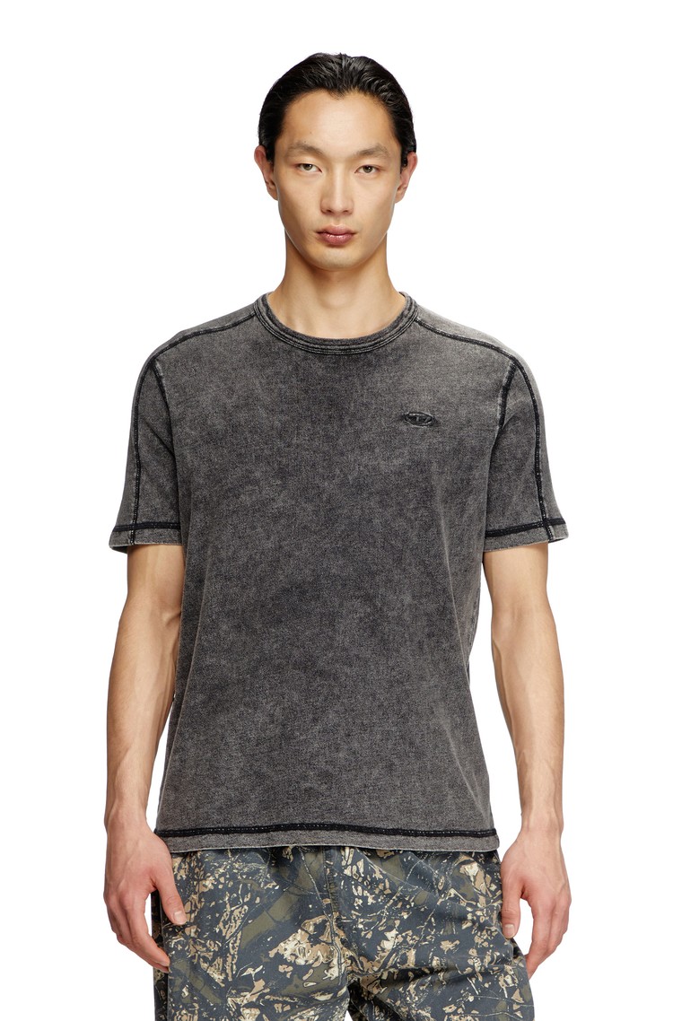 DIESEL Denim-look jersey T-shirt Black 