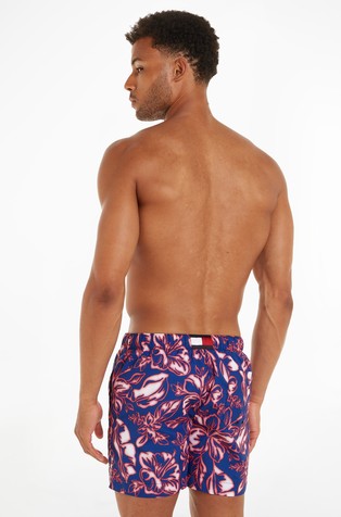 TOMMY HILFIGER Essential vzorčaste kopalke Modra - Vintage Tropical Glow Laser Pink 2