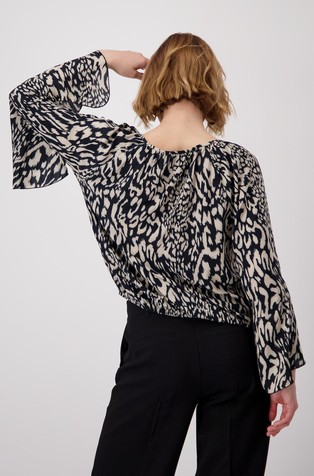 MONARI Viscose blouse with leopard pattern Black / Beige 3