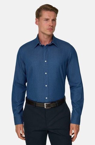 Shirt in Cotton Denim Regular Fit
