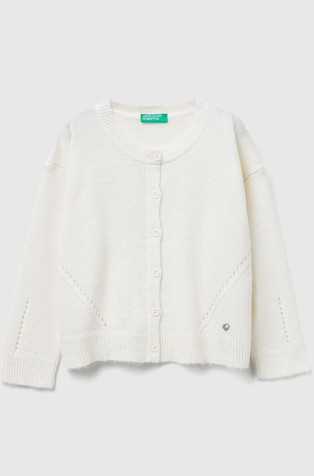 Cardigan in wool blend with perforated detailing