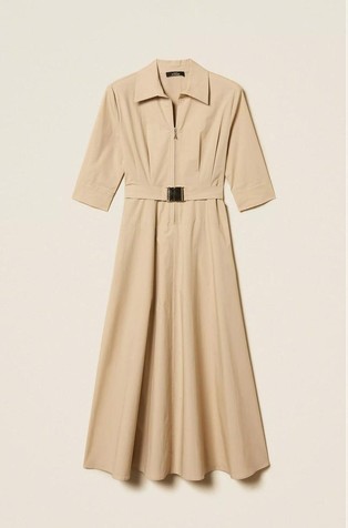 Midi srajčna obleka iz poplina