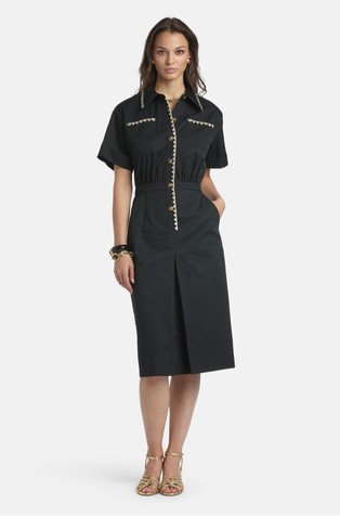 Midi srajčna obleka z vezeninami