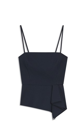 Pinstripe top with straps and peplum hem