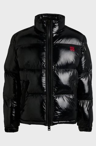HUGO BOSS Slim-fit water-repellent puffer jacket in gloss fabric Black 5