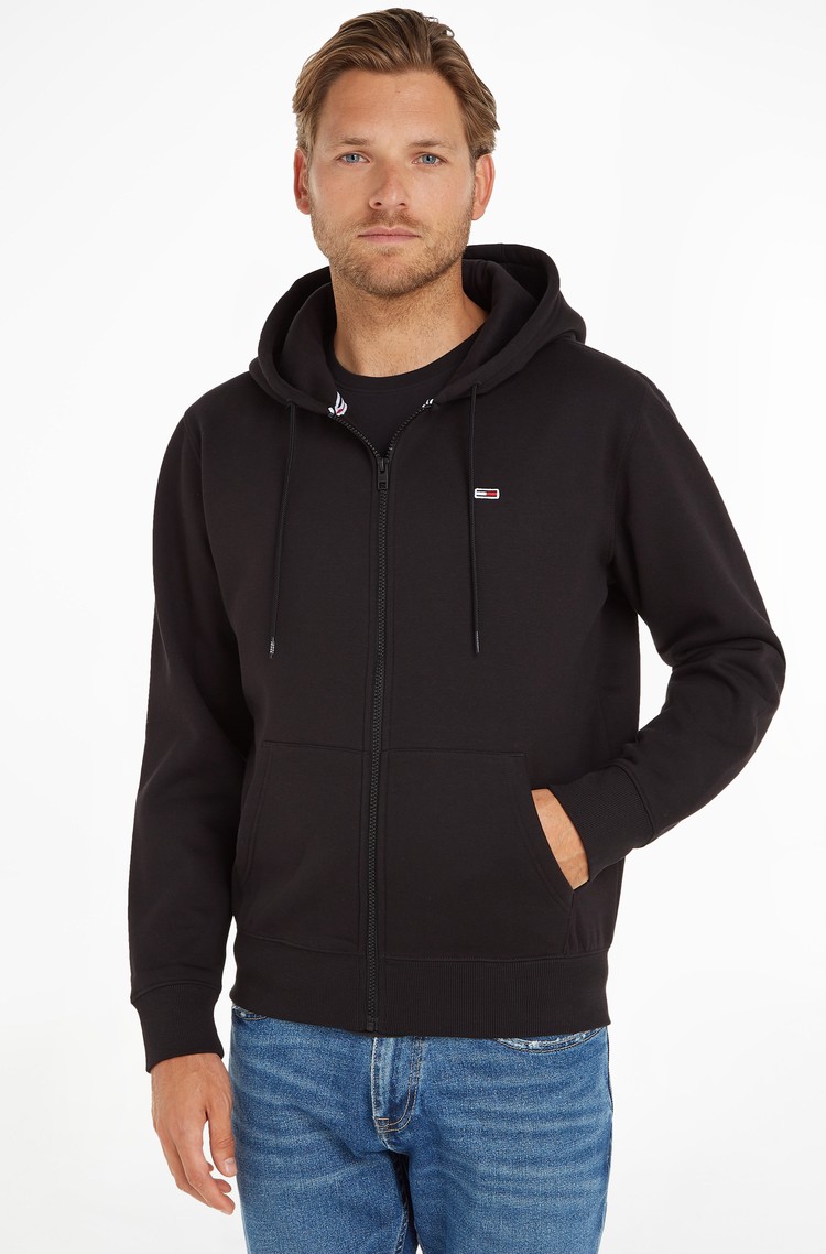 TOMMY HILFIGER Jopa s kapuco iz mešanice z organskim bombažem Črna - Black 