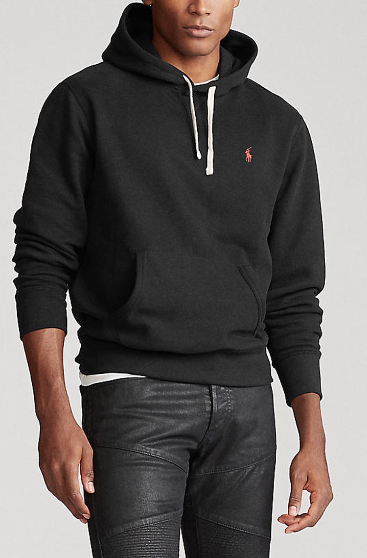 RALPH LAUREN Pulover s kapuco Črna - Black Charcoal 