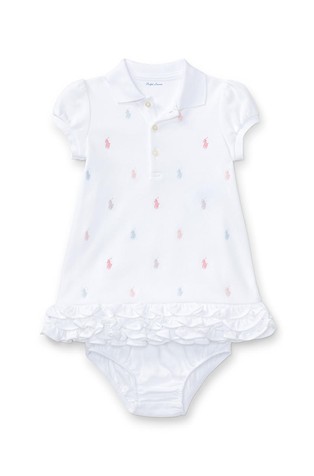 2-delni komplet polo obleke z volančki in hlačk