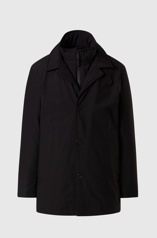 Trench coat with removable quilted bib