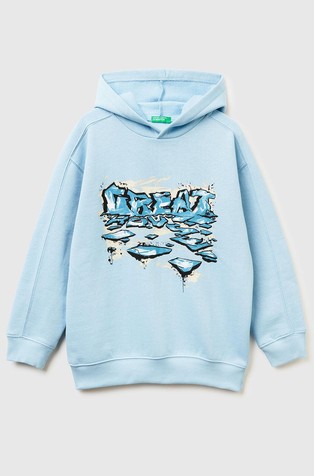 Pulover s kapuco iz bombažne mešanice