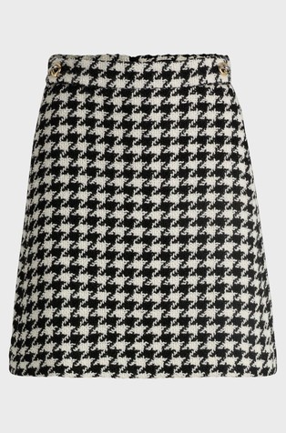 HUGO BOSS Houndstooth mini skirt with decorative buttons Black/White 4