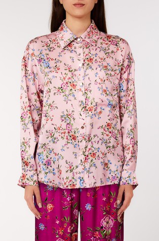 Floral satin shirt