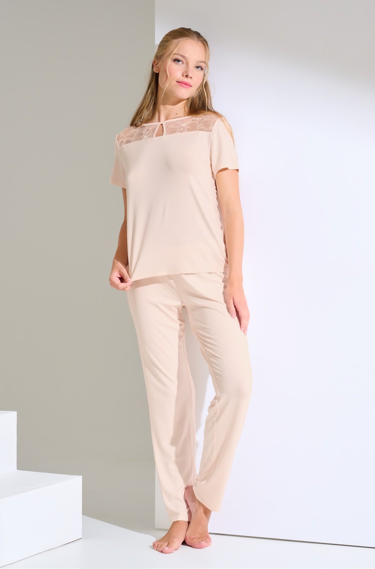 LISCA Patricia pižama s kratkimi rokavi Bež - Light Apricot 