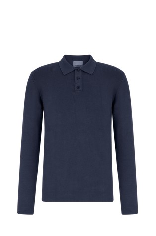 Slim fit polo majica z dolgimi rokavi iz bombažne mešanice
