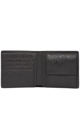 TOMMY HILFIGER Monogram usnjena logo denarnica z žepom za kovance Črna - Black 3