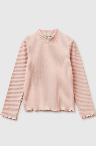 Majica s povišanim ovratnikom iz bombažne mešanice