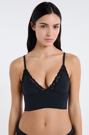 Pure Soft Lace modrček iz mikrofibre s čipko