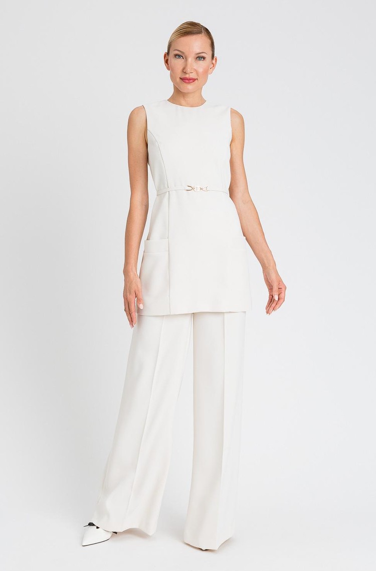 TWINSET Fluid crêpe palazzo trousers Madreperla 