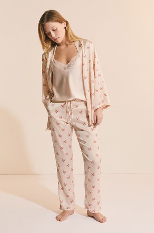 Olena 3-delni komplet: satenasta pižama in jutranja halja