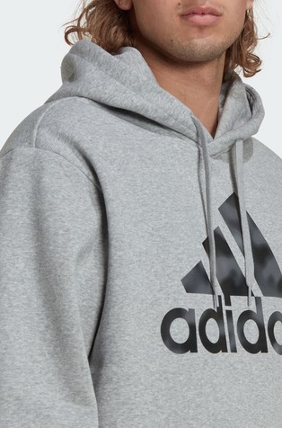 ADIDAS Essentials pulover s kapuco in logotipom Siva - Medium Grey Heather 4
