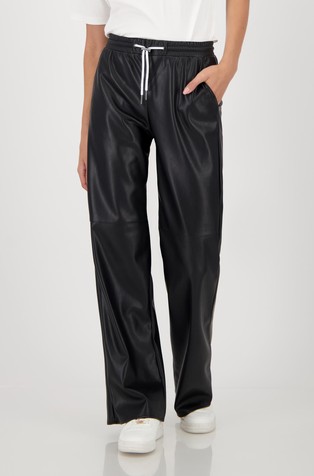 Straight leg faux leather trousers