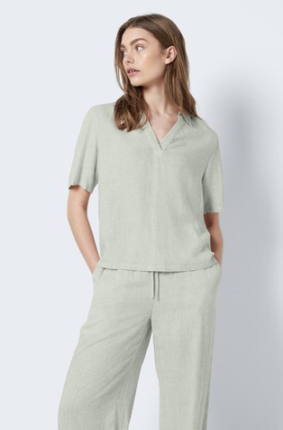 NOISY MAY NMLEILANI linen blend blouse Desert Sage 4