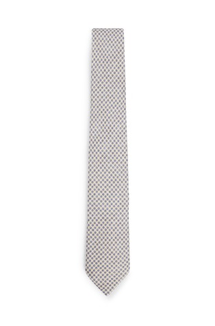 Dot-print tie in linen and cotton