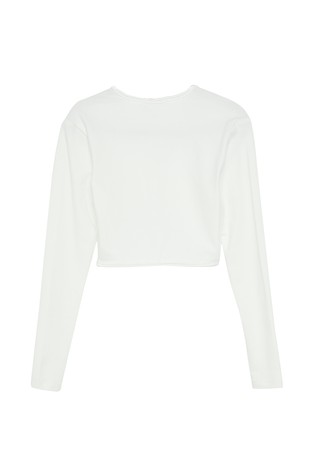 S.OLIVER Jersey bolero z gumbom v obliki rožice Bela - White 2