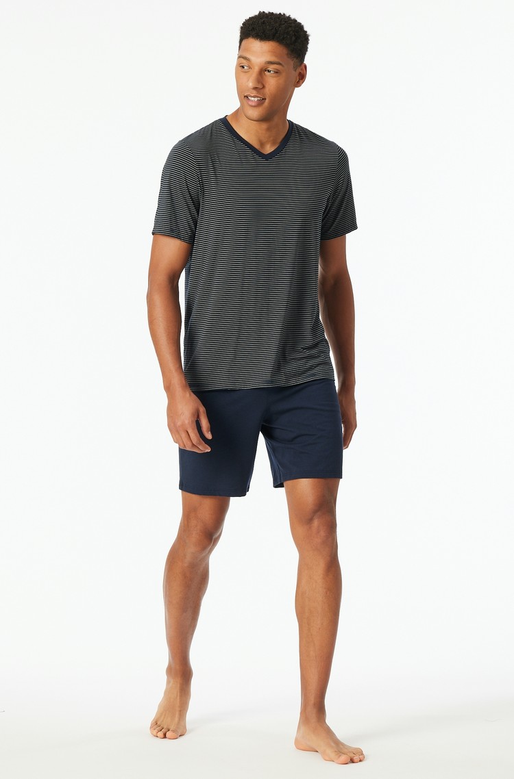 SCHIESSER Long Life Soft - short pyjamas in modal blend Navy Stripes 