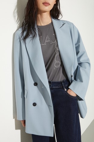 Suknjič iz volnene mešanice z dvorednim zapenjanjem