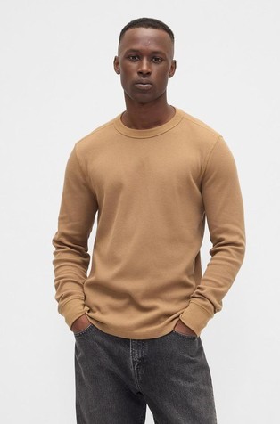 Waffle-Knit Crewneck T-Shirt