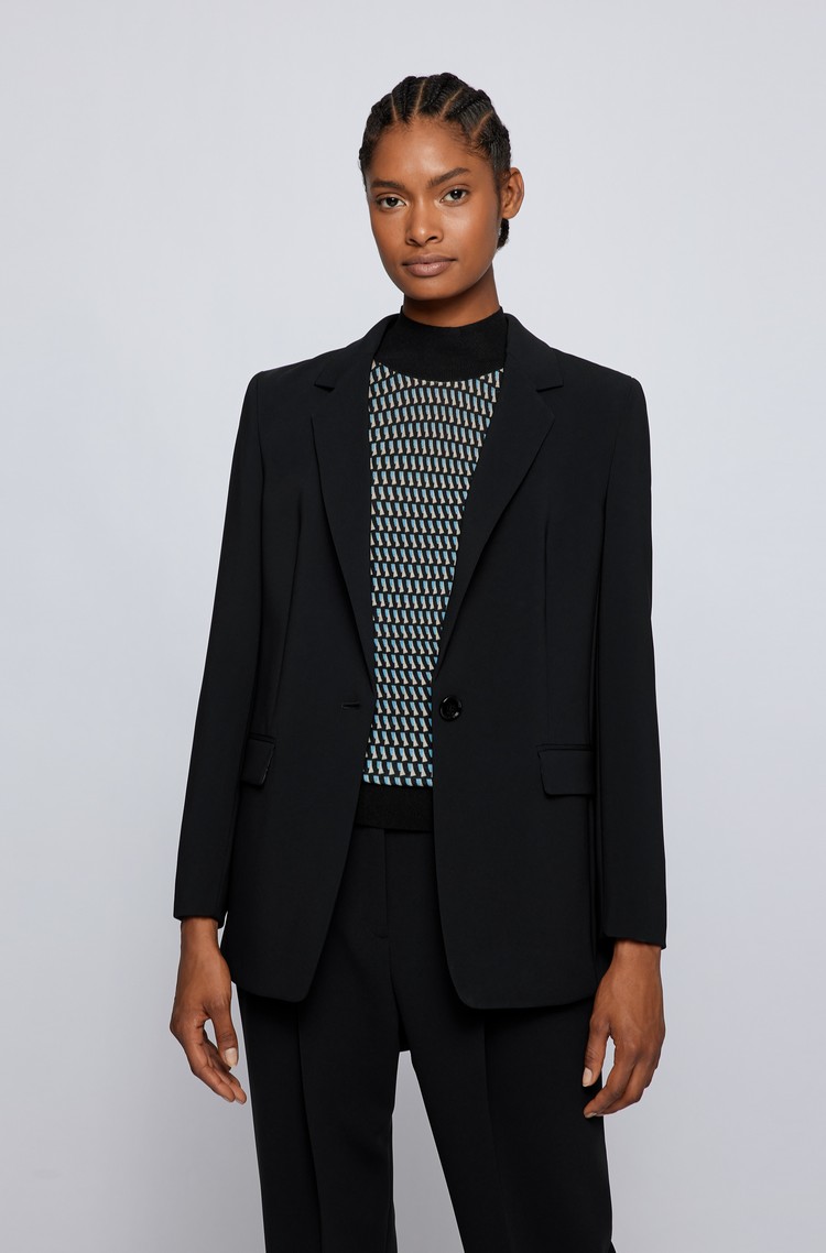 HUGO BOSS Crease-resistant relaxed-fit jacket in Japanese crepe Black 