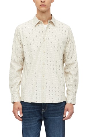 Regular fit stretch cotton shirt with an all-over print