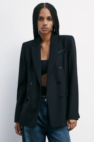 Essential suknjič iz volnene mešanice z dvorednim zapenjanjem