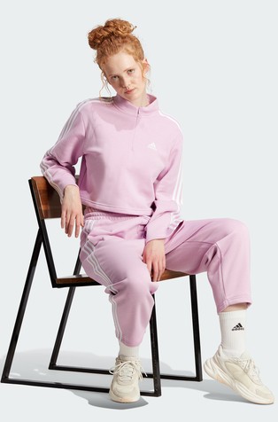 ADIDAS Essentials 3-Stripes Open Hem Fleece Joggers Pink 5