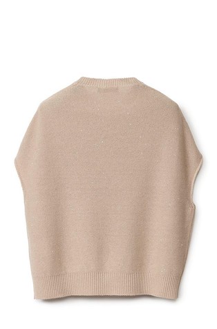 FABIANA FILIPPI Cotton-blend knit vest with sequins Light / Pastel Brown 2