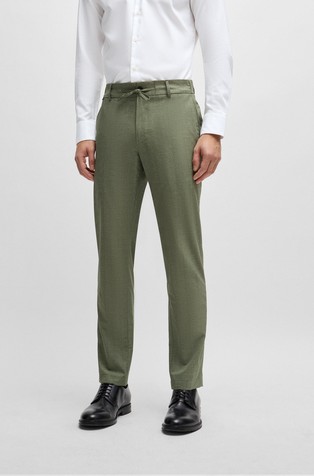 Slim-fit trousers in wrinkle-resistant tkanine