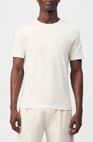 Slim fit bombažna majica s kratkimi rokavi
