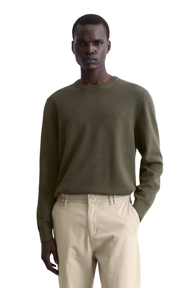 MARC O'POLO Regular fit pleten pulover iz organskega bombaža Zelena - Neverland Iron 