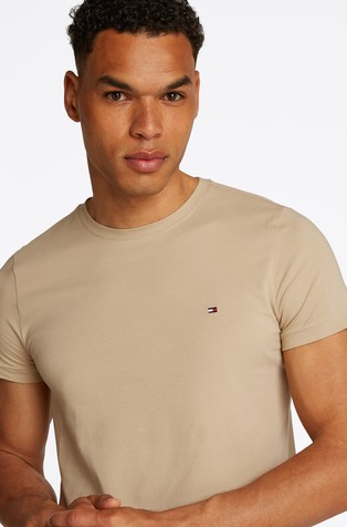 TOMMY HILFIGER Slim fit majica s kratkimi rokavi iz organskega bombaža Rjava - Light Brown 4