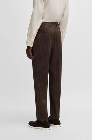 HUGO BOSS Pinstripe suit in stretch linen-wool blend Brown Patterned 7