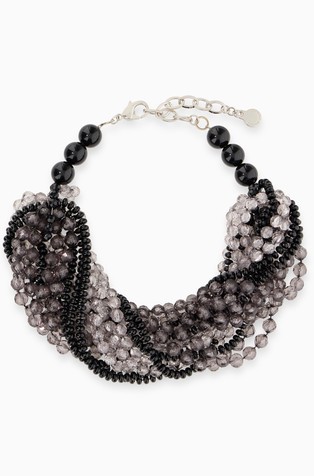 Multi-strand necklace with translucent faceted beads