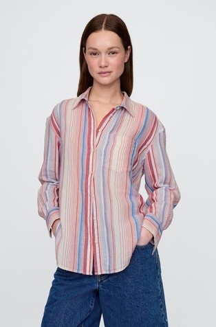 Crinkle Gauze Button-Down Shirt