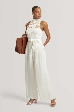 Crochet Lace Top Wide Leg Jumpsuit