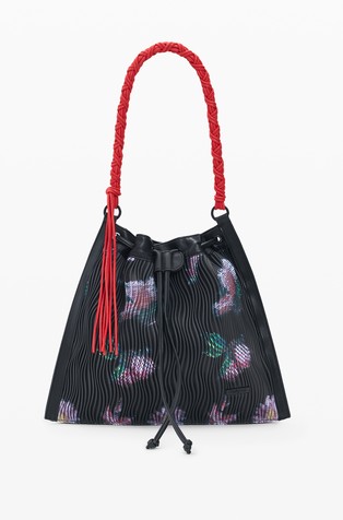 Faux-leather backpack with textured pattern