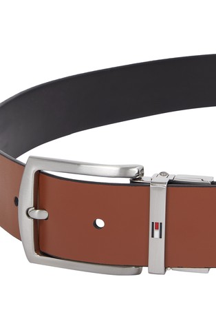 TOMMY HILFIGER Obojestranski usnjen pas Rjava - Brown 2