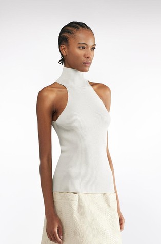 Ribbed sleeveless top in viscose blend