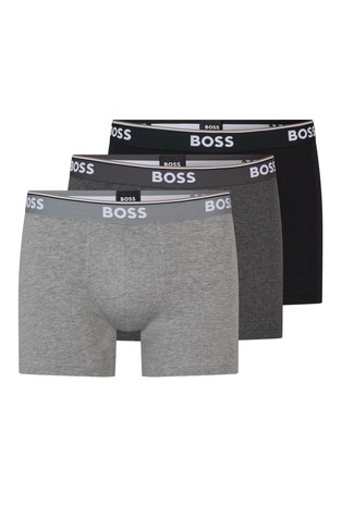 Three-pack of logo-waistband boxer briefs in stretch cotton