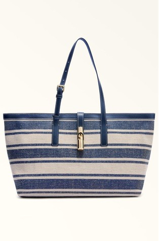 Large Striped Canvas Tote