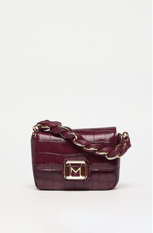 Mini bag in croc-print coated fabric